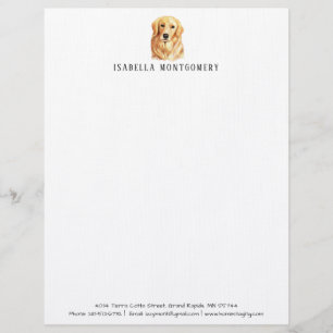 Watercolor Golden Retriever Letterhead