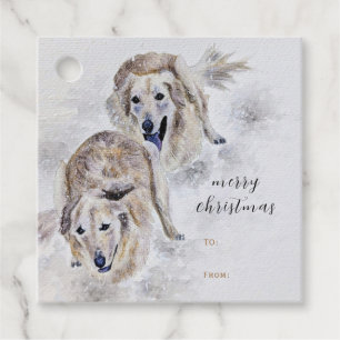 Watercolor Golden Retriever Merry Christmas Gift Favour Tags