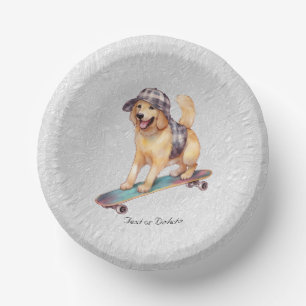 Watercolor Golden Retriever Paper Bowl Paper Plate