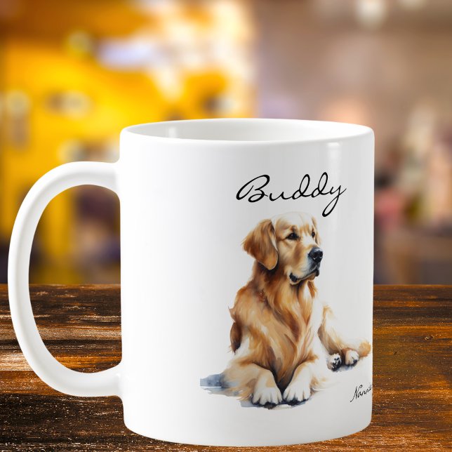 Watercolor  Golden Retriever  Personalise Large Coffee Mug (Why do I have this Listed twice, Its Just a Larger Size Mug, To offer.)