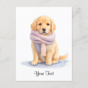 Watercolor Golden Retriever Puppy Dog Personised Holiday Postcard