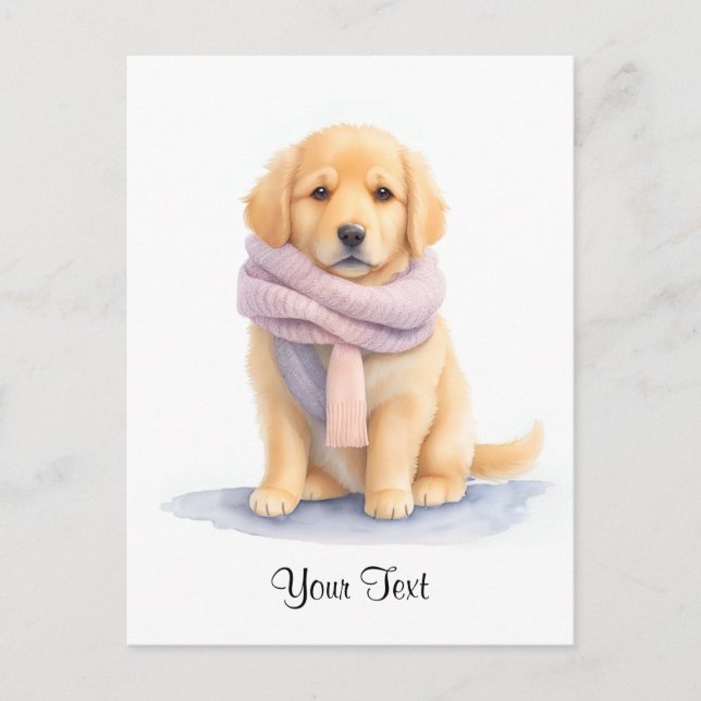 Watercolor Golden Retriever Puppy Dog Personised Postcard (Front)