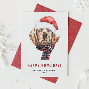 Watercolor Golden Retriever Santa Happy Howlidays Holiday Postcard