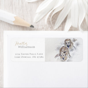 Watercolor Golden Retriever Snowy Holiday
