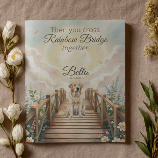 Watercolor Golden Retriever Sympathy Card Rainbow