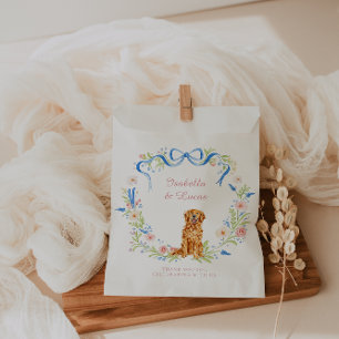 Watercolor Golden Retriever Wedding Crest Favour Bags