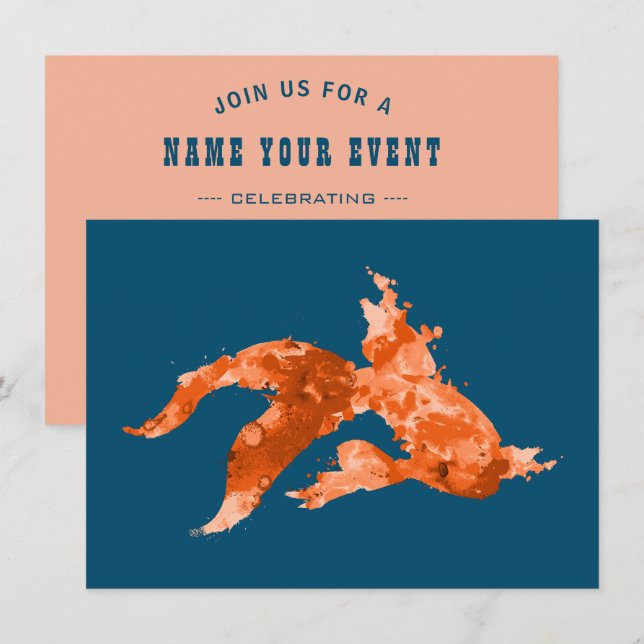 watercolor goldfish invitation (Front/Back)
