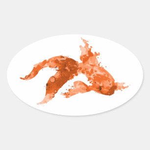 watercolor goldfish oval sticker