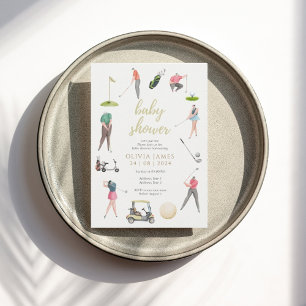 Watercolor golf baby shower invitation