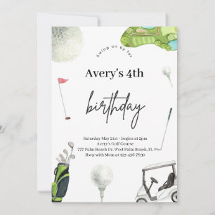 Watercolor Golf Birthday Invitation