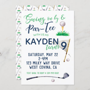 Watercolor Golf Birthday Invitation