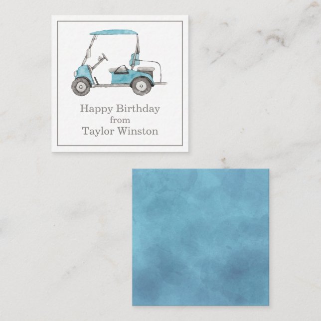 Watercolor Golf Cart Gift Enclosure Cards (Front/Back)