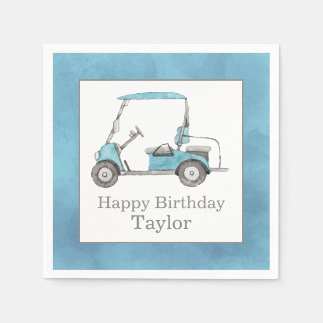 Watercolor Golf Cart Napkin (Front)