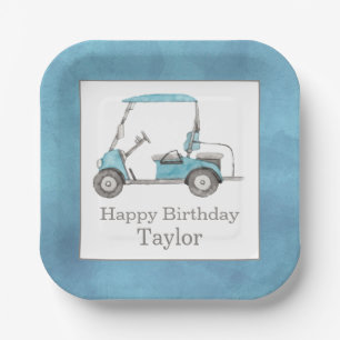 Watercolor Golf Cart Paper Plate