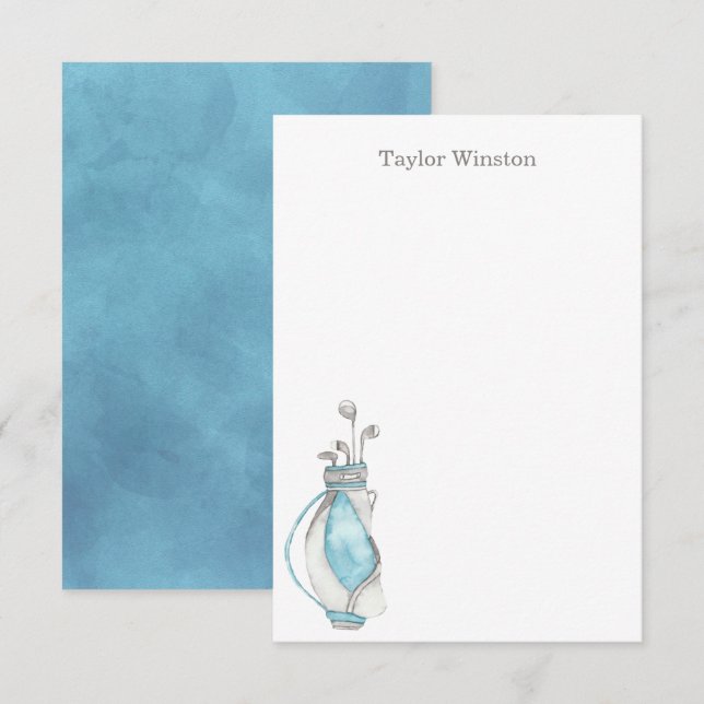 Watercolor Golf Clubs and Bag Thank You Card (Front/Back)