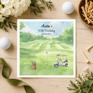 Watercolor Golf Course 95th Birthday Party Napkin