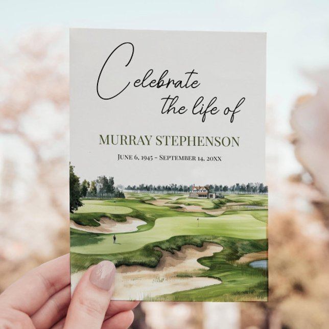 Watercolor Golf Course Celebration Of Life Invitation (Creator Uploaded)