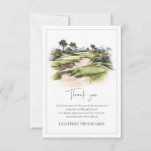 Watercolor Golf Course Funeral Sympathy Thank You Card