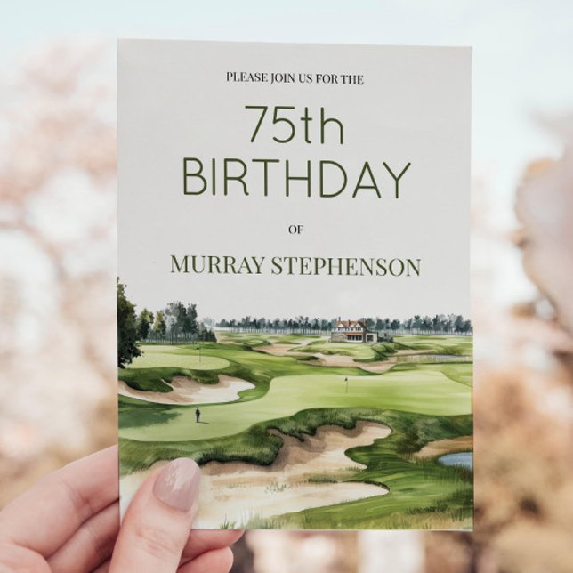 Watercolor Golf Course Golfers Birthday Invitation (Creator Uploaded)