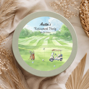 Watercolor Golf Course Retirement Party Classic Round Sticker