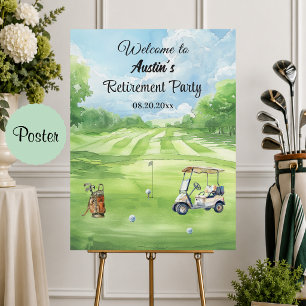 Watercolor Golf Course Retirement Party Welcome Poster