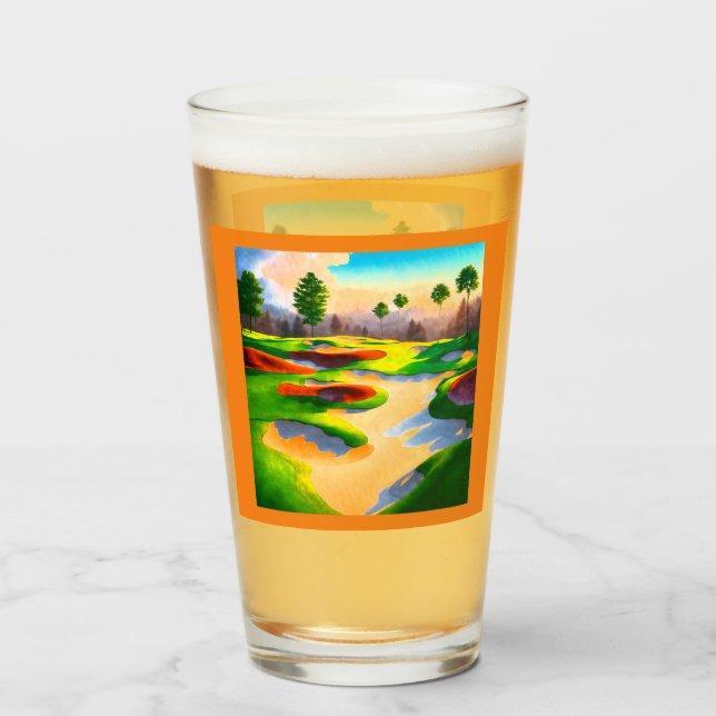 Watercolor Golf Course Utopia Glass (Back Filled)