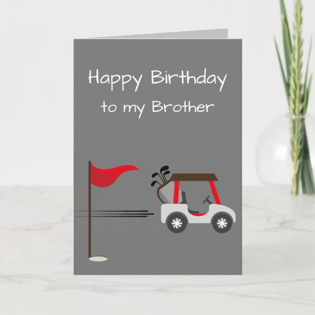 Watercolor Golf Fun Golf Brother Birthday Fun Card (Front)