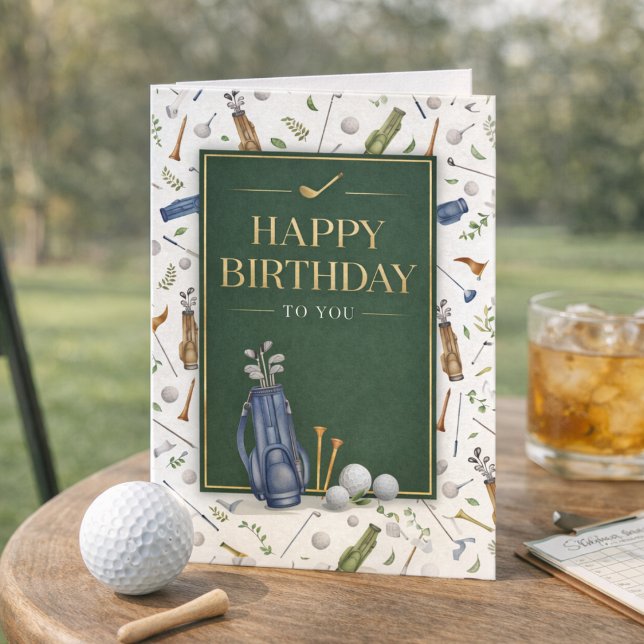 Watercolor Golf Happy Birthday Card for Him (Creator Uploaded)
