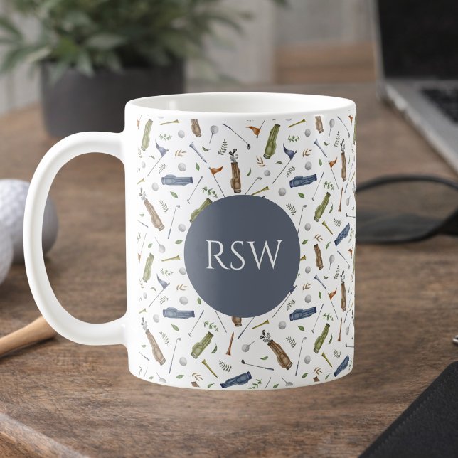 Watercolor Golf Monogram Mug | Birthday for Him (Creator Uploaded)