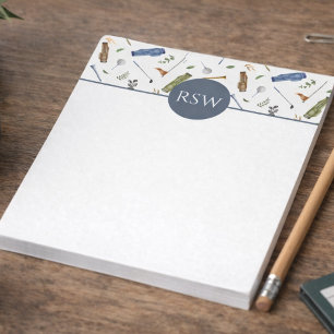 Watercolor Golf Monogram Notepad-Custom Golf Gift Notepad