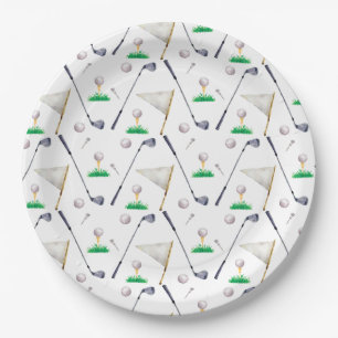Watercolor Golf Paper Plates
