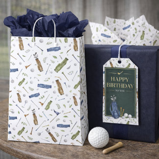 Watercolor Golf Pattern Medium Gift Bag