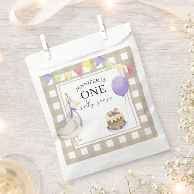 Watercolor Goose 1st birthday Favour Bags (Clipped)