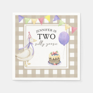 Watercolor Goose 2nd birthday Napkin