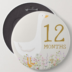 Watercolor Goose Baby Month Milestone Marker Sign 6 Cm Round Badge