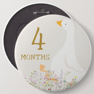 Watercolor Goose Baby Month Milestone Marker Sign 6 Cm Round Badge