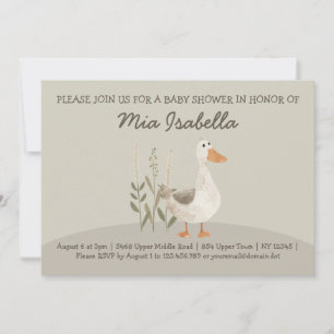 Watercolor Goose Baby Shower QR code Invitation