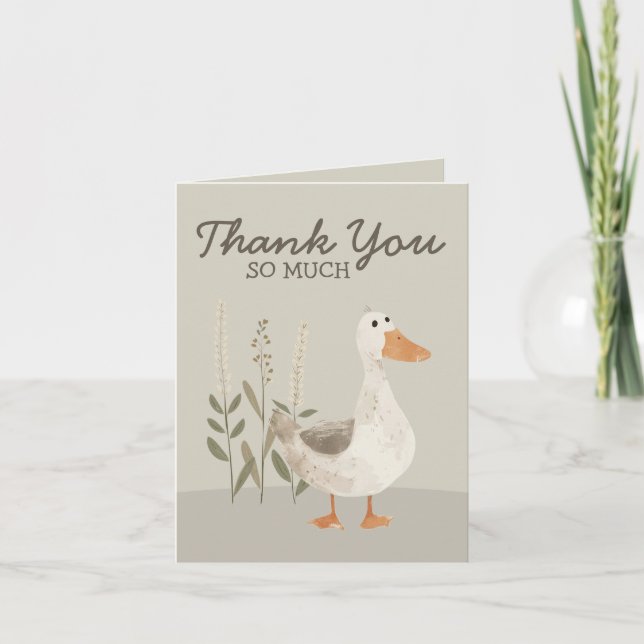 Watercolor Goose Baby Shower - Thank You Card (Front)