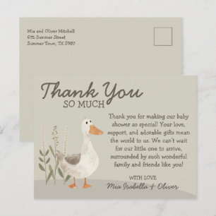Watercolor Goose Baby Shower Thank You Postcard