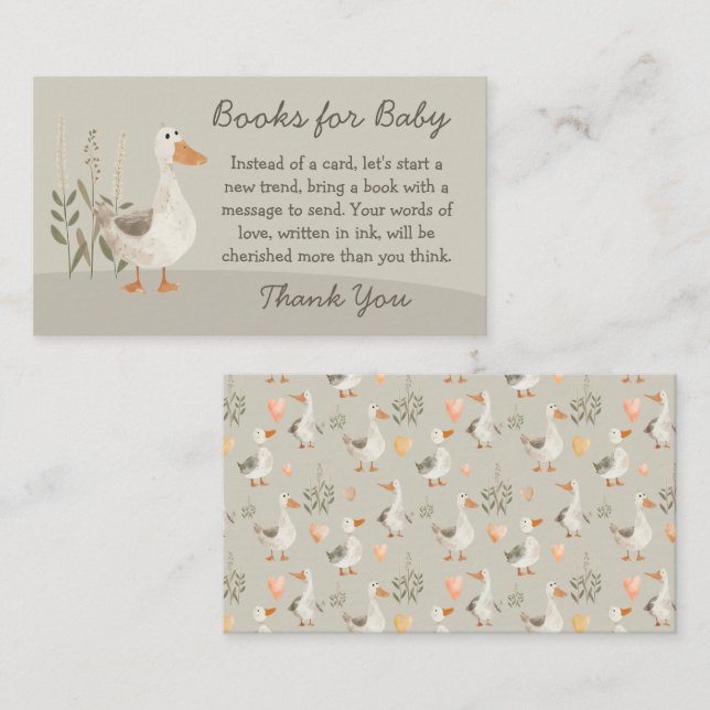 Watercolor Goose Books for Baby - Baby Shower Card (Front/Back)