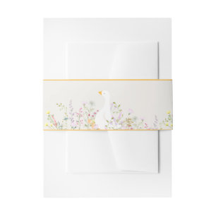 Watercolor Goose Duck Wildflower Baby Shower Invitation Belly Band