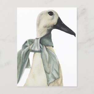 Watercolor Goose in Scarf Postcard