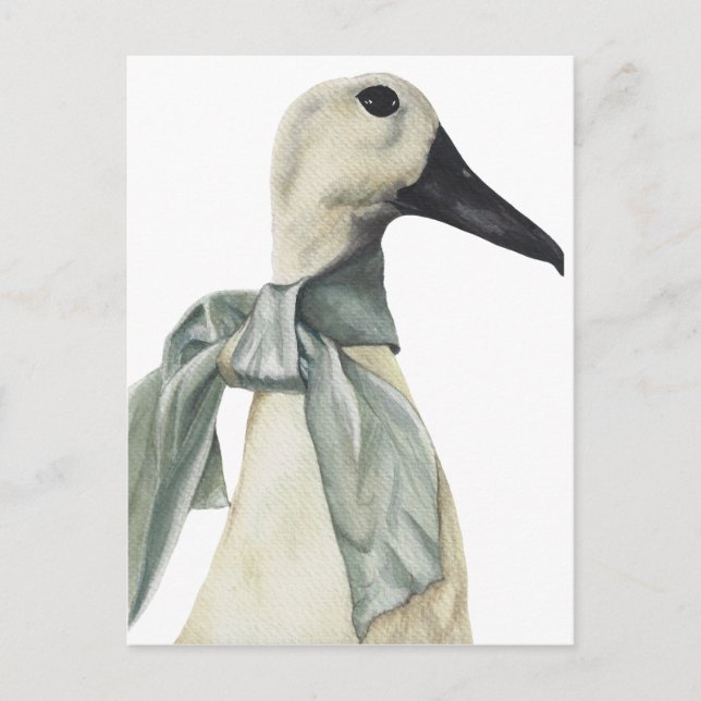 Watercolor Goose in Scarf Postcard (Front)