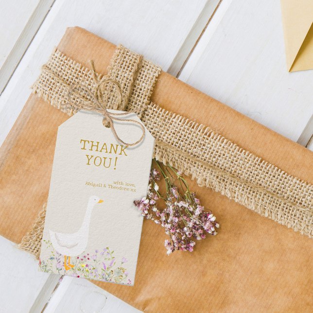 Watercolor Goose Wildflower Baby Shower Gift Tags (Creator Uploaded)
