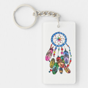 Watercolor gorgeous rainbow dream catcher key ring