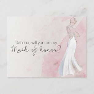 Watercolor Gown "Will you be my maid of honor" Invitation