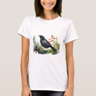 Watercolor Grackle On Branch T-Shirt