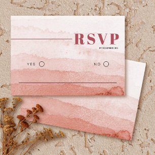 Watercolor gradient minimalist Japandi wedding RSVP Card