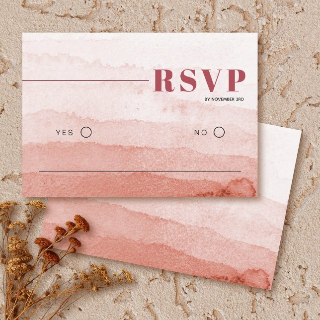 Watercolor gradient minimalist Japandi wedding RSVP Card (Creator Uploaded)
