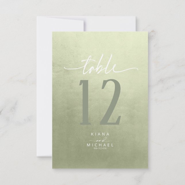 Watercolor Gradient Table Number Sage Green ID786 (Back)